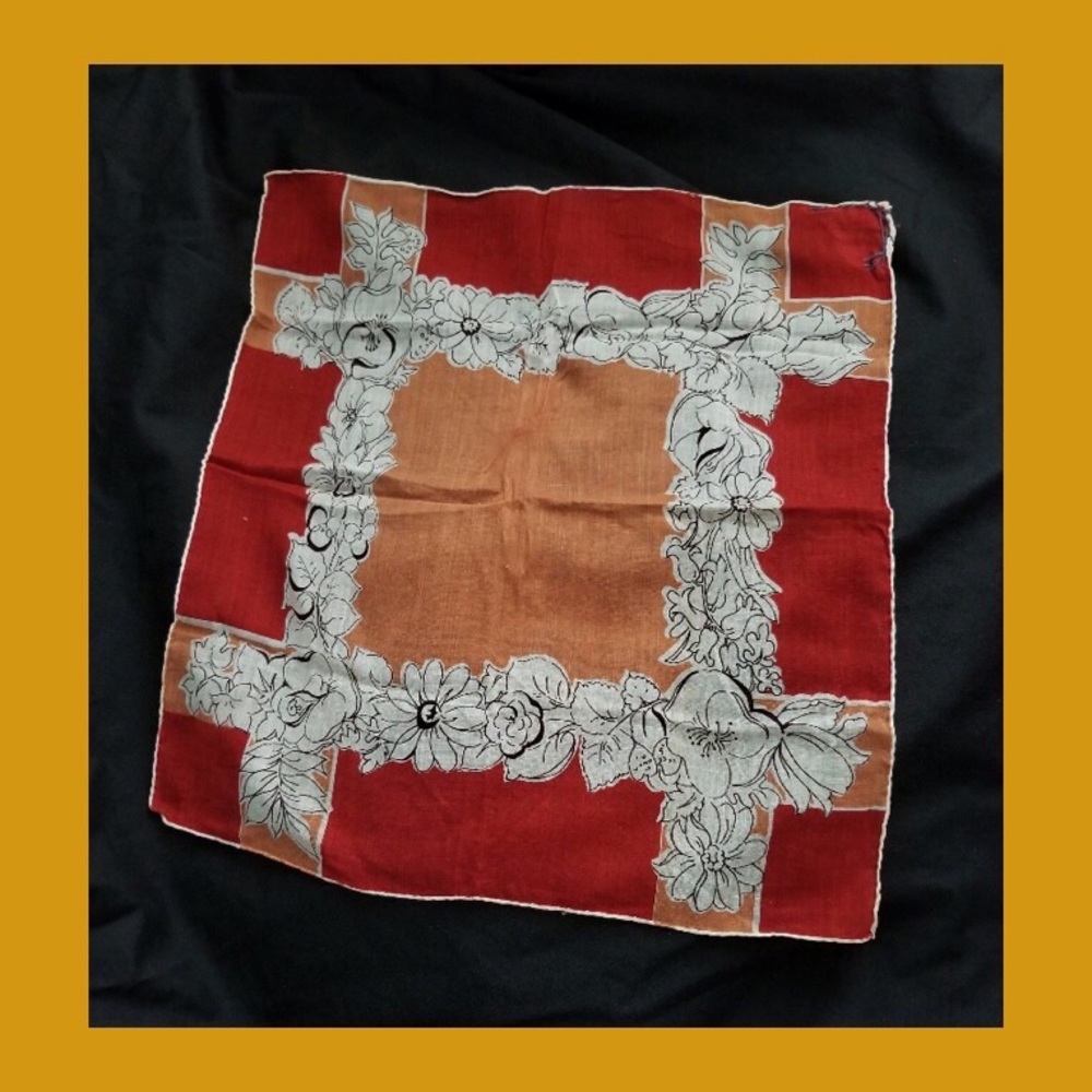 VTG Fall Colors Floral Print Handkerchief Hanky with pocket - Picture 6 of 6